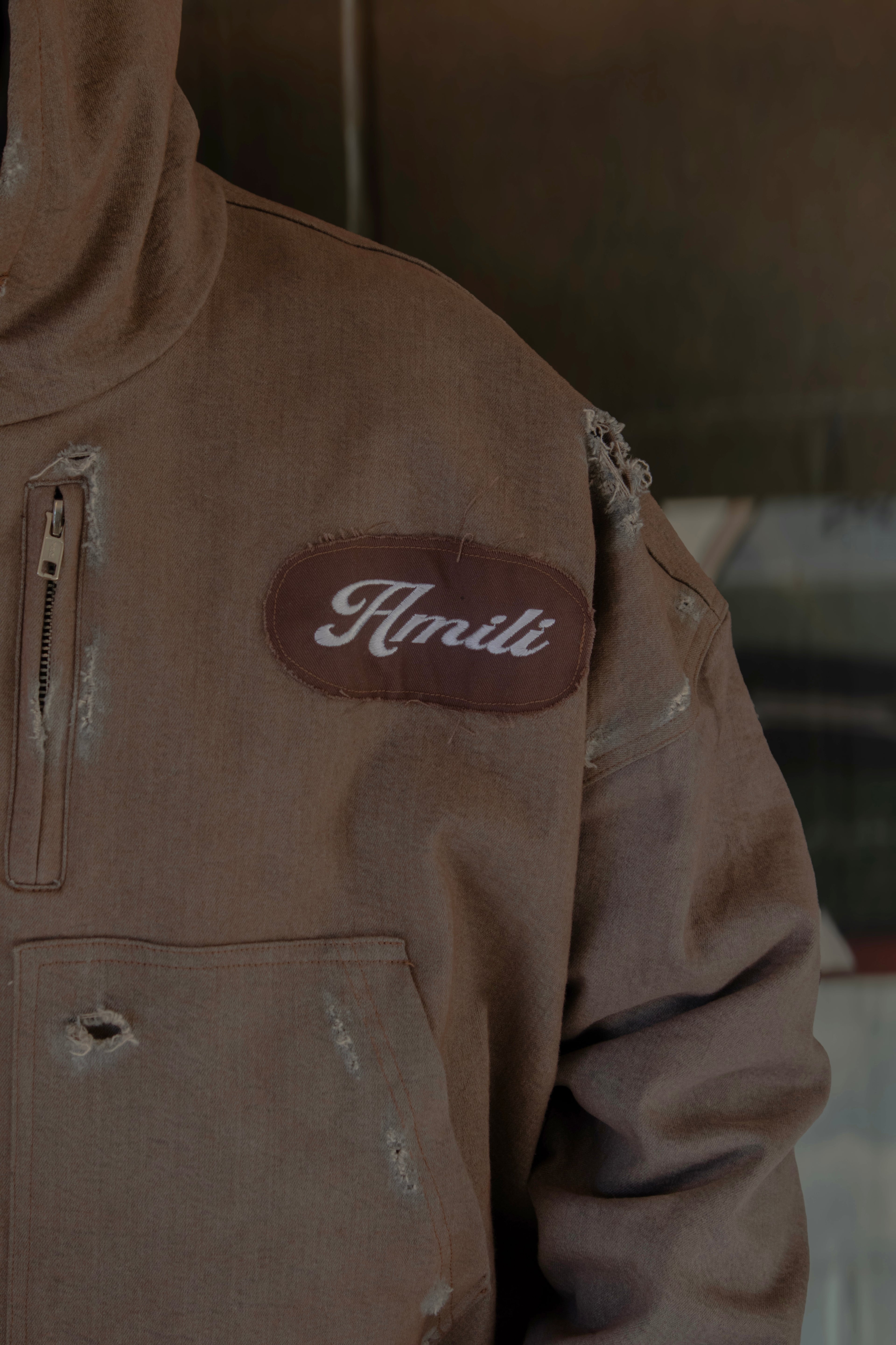 AMILI DISTRESSED JACKET BROWN EDITION