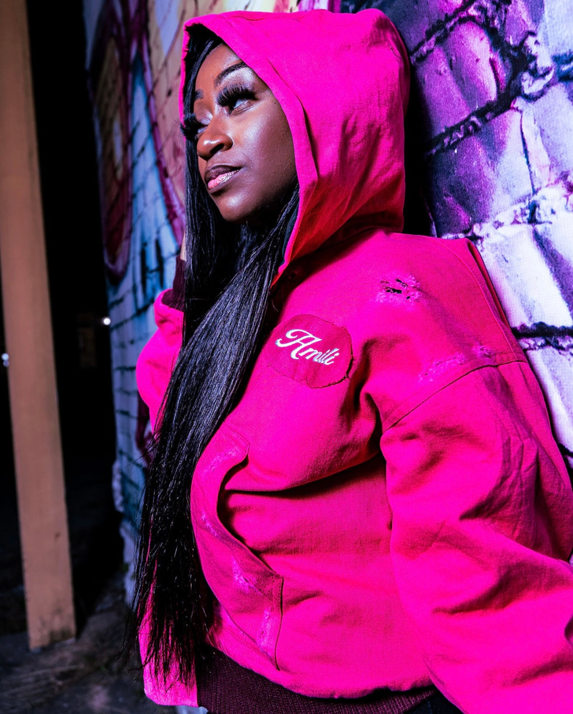 AMILI DISTRESSED JACKET PINK EDITION