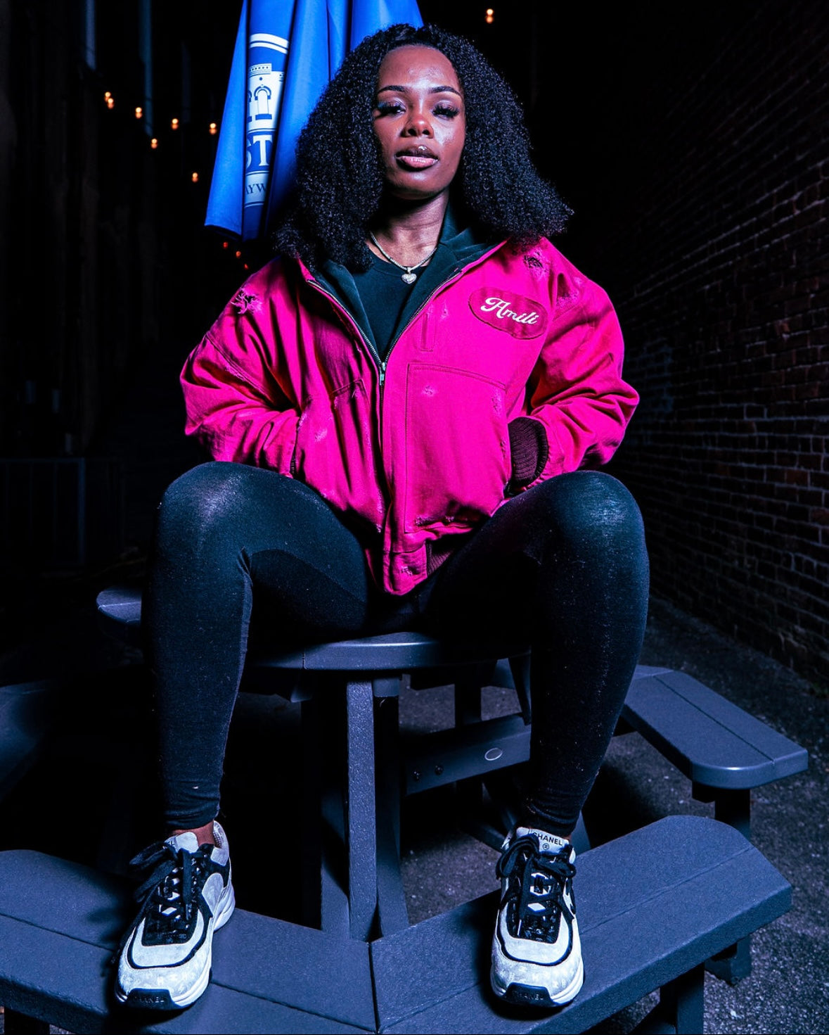 AMILI DISTRESSED JACKET PINK EDITION